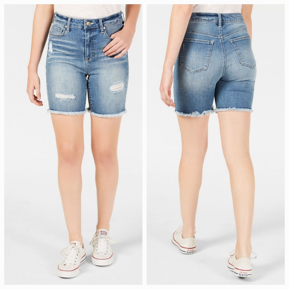 Celebrity Pink High Rise Ripped Denim Bermuda Shorts. Size 7/28 - Picture 1 of 6